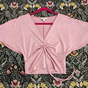 Miss Selfridge Ruched Flutter Sleeve Crop Top